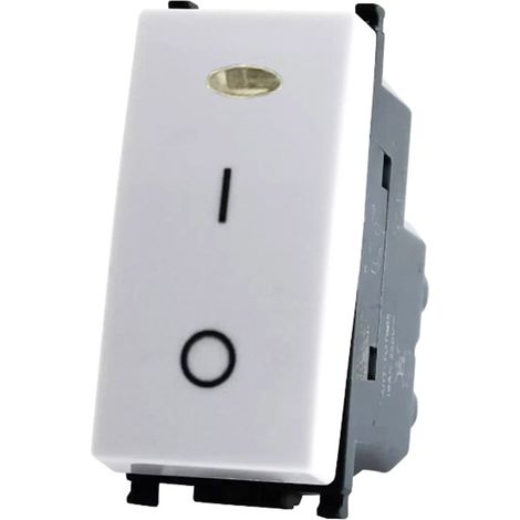 Interruttore bipolare con spia luminosa bianco compatibile con vimar plana pulsante luce 16ax (1/3)