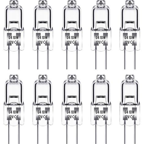 Ampoule Halogene G4, Ampoule G4 12V 10W, blanc chaud 3000K, 150LM, Intensité Variable, LampeHalogene G4, Lampe à Capsule Transparente, paquet de 10