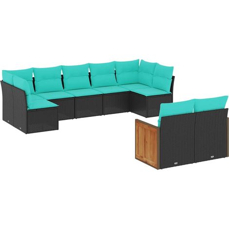 Maison Exclusive - 9-teiliges Gartensofa-Set mit Kissen, schwarze (1/5)