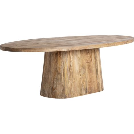Les Tendances – Table à manger ovale en bois massif marron clair – 200 cm x 100 cm – 8 personnes – Artisanat espagnol – Design élégant et durable