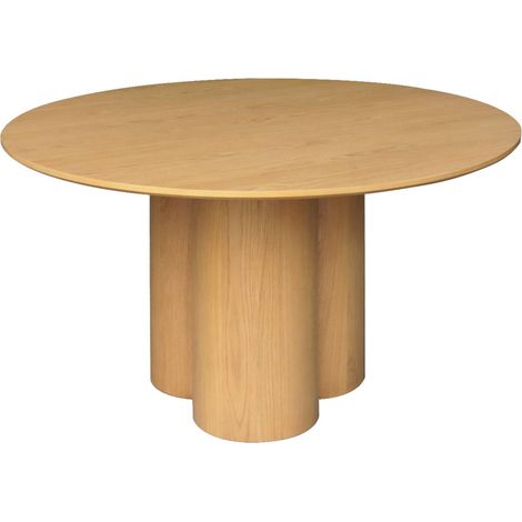 4-seater round dining table, rubberwood and oak veneer, Leonore, Natural, 130x130x73 cm