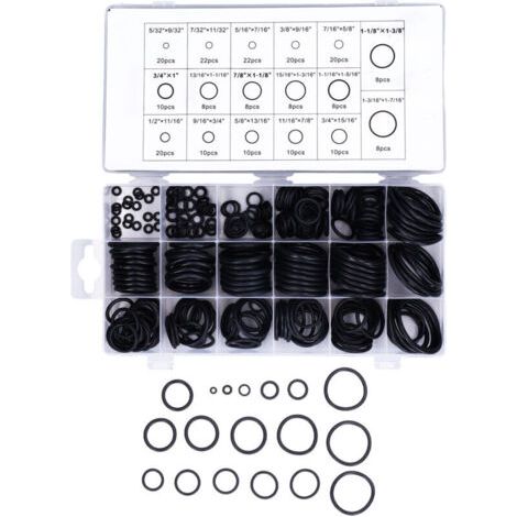 Kit de 222 joints toriques en caoutchouc pour plomberie et véhicules, assortiment d'accessoires d'étanchéité. (1/5)