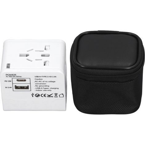 Adaptateur secteur de voyage universel avec Ports USB A C, convertisseur de sécurité pour téléphone portable, ordinateur portable, montres, appareils photo, blanc (1/5)