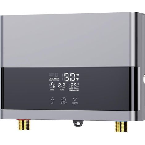 Scaldabagno elettrico istantaneo per cucina, 220V 6000W, mini scaldabagno senza serbatoio con display LED della temperatura, scaldabagno elettrico istantaneo (argento) (1/5)