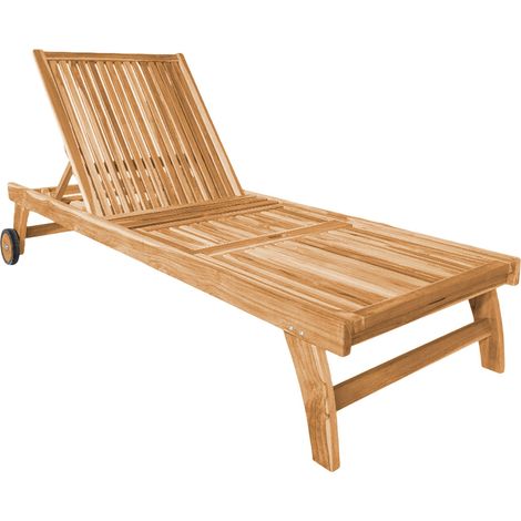 Axi Wayne Chaise Longue Avec Roulettes En Bois De Teck  Transat Avec Dossier Réglable - 4 Positions  Bain De Soleil Pour L'Extérieur / Le Jardin