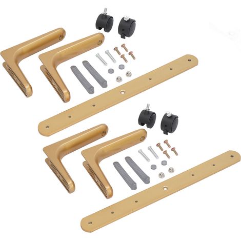 Lot de 2 pieds de séparation ajustables en alliage d'aluminium, dorés, avec roulettes pour panneaux déplaçables (1/5)