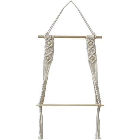 Étagère murale suspendue en corde tressée à la main - idéale pour la cuisine, la salle de bain, le rangement à domicile, ou comme étagère flottante pour plantes d'intérieur. (1/5)