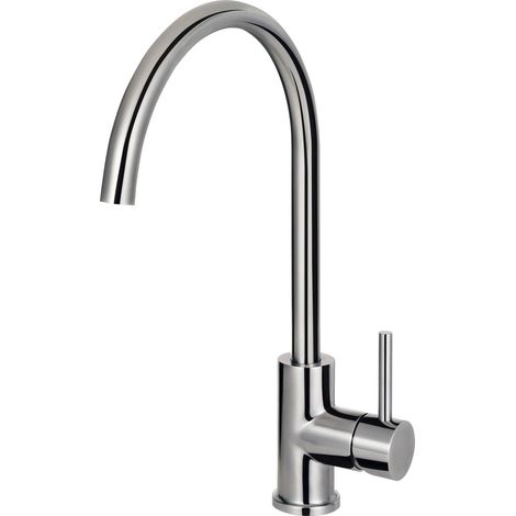 Einhand-Spültischbatterie modern Wasserhahn hohe runde Form Küchen-Armatur schwenkbar Edelstahl Hahnloch-Bohrung 35 mm (1/4)