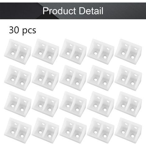 Lot de 30 équerres d'angle en plastique blanc pour étagère de placard 3,3 x 1,9 x 1,9 cm (L x l x H) (1/5)