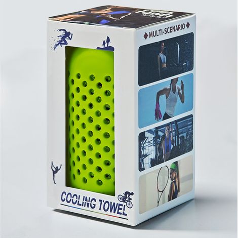Kühlendes Sporthandtuch mit Eis-Effekt – Schnelltrocknendes Fitnesshandtuch aus Eisseide, 30 x 80 cm, 120 g/m², ideales Sommergeschenk, fluoreszierendes Grün-x