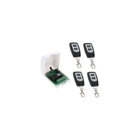Contrôleur de moteur DC 12V DC, Commutateur de télécommande sans fil RF 433Mhz Récepteur de relais avec 4 émetteurs, pour la rotation avant et arrière des moteurs, porte de porte, volet roulant- Crezu (1/4)