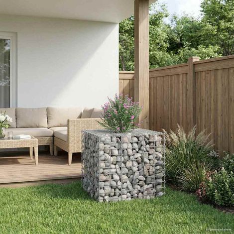 Gabionen Hochbeet Silber 60 x 60 x 55 cm Verzinkter Stahl