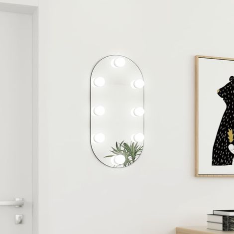 Miroir avec éclairage LED Miroir déco pour Salle de bain Salon Chambre ou Dressing 60x30 cm Verre Ovale 52839 (1/5)