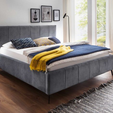 Lit double Lizzie 180x200cm avec espace de rangement - anthracite (1/5)