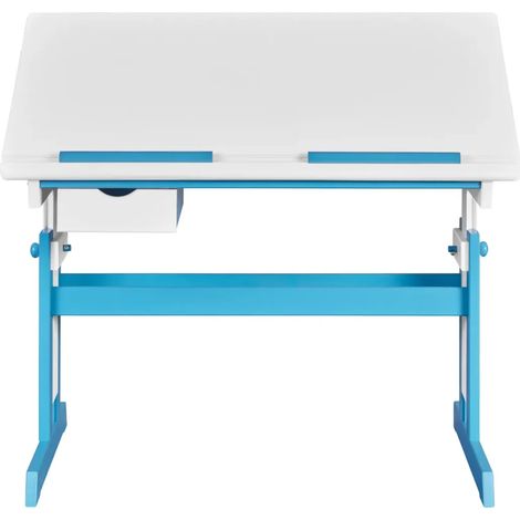 Scrivania per Bambini Regolabile con Cassetto in Legno Bianco Blu (1/5)