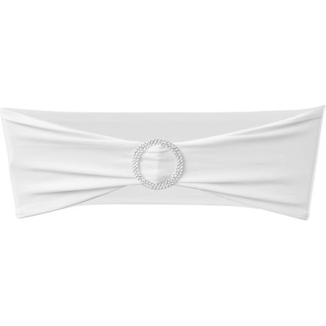 Maison Exclusive - Fascia Elasticizzata Bianca Decorativa Sedia con Fibbia Diamante 25 pz