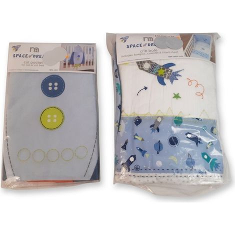 Lot de 2 - MOTHERCARE - Linge de lit bébé Space Dream - 100% coton - Thème espace complet - Neuf sous emballage - Voir photos (1/2)