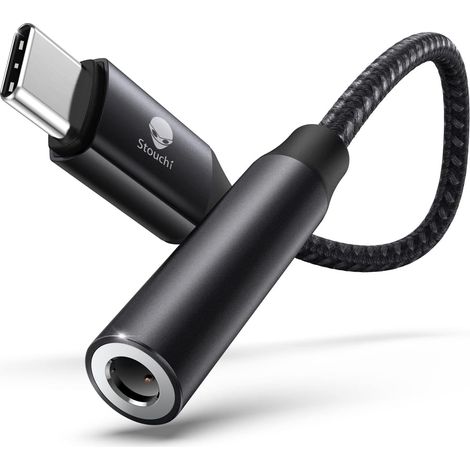 Adaptateur USB C Jack de Casque 3,5mm, écouteurs Audio Numérique Type C vers Aux,Clé audio,Puce DAC Haute Résolution,Compatible avec i-Phone 15 Pro/Max,Samsung Galaxy S23/22,Pixel,Pad mini Noir (1/5)
