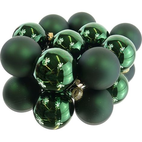 Christbaumkugeln Pine Green dunkelgrün Ø 6 cm aus Glas - 10er Set