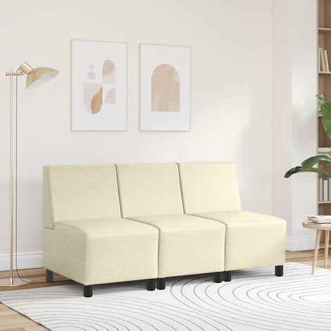 Modulares Armfreies Sofa Creme 55 x 74 x 82 cm Kunstleder