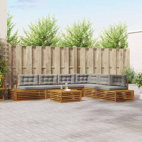 Conjunto de sofás de exterior 7 Pieza Gris Natural y Claro (1/5)
