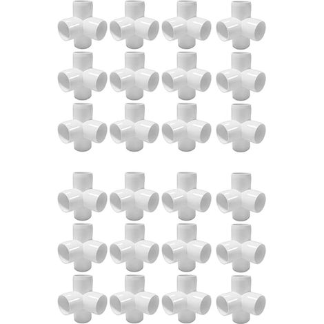 24x Coude de Raccord en PVC à 4 Voies de 1/2 Po - Construisez Des Meubles en PVC Robustes (1/5)