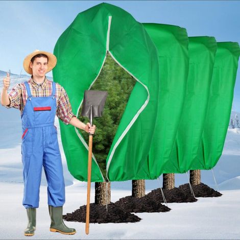 4 Pièces Voile d'hivernage Plantes 80x120 cm Housse Bâche Protection Non Tissée 80 g/m² avec Cordon Serrage et Fermeture Éclair pour Jardin Exterieur Plantes Arbustes Arbres Vegetaux