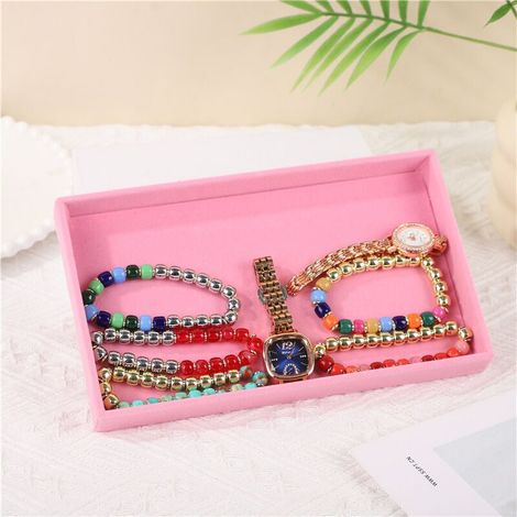 Empty pink storage compartment 21.3 x 12.4 x 2.4 cm 1 large velvet jewelry storage box suitable for rings (1/4)