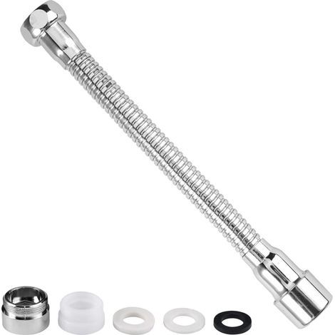 x 20cm Faucet Extension, 360° Swivel, Stainless Steel, Universal Adapter for Kitchen and Bathroom (1/5)