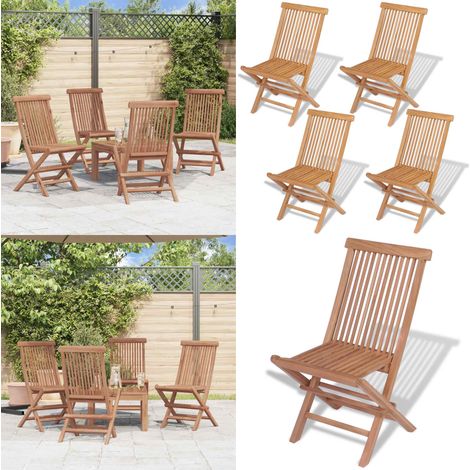 Chaises pliables de jardin lot de 4 Bois de teck solide - Chaise De Jardin - Chaise Pliable - Mobilier De Jardin - Teck Massif - Terrasse - Home & Living (1/5)