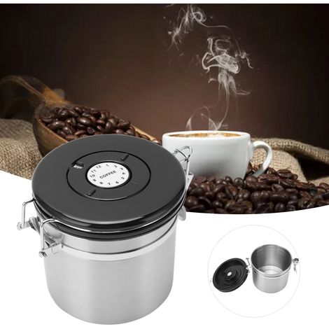 Boîte de Rangement à Café Acier Inoxydable 1.2L avec Cuillère et Étiquette de Suivi - Conteneur Hermétique pour Grains de Café (1/5)