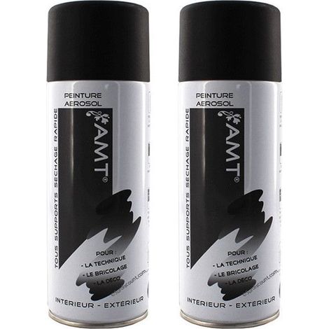 Bombe de Peinture - AMT - BPA01 - Lot de 2 - Noir Mat - 330ml (1/2)