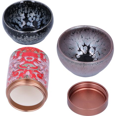 Boîte à Thé Céramique avec Tasses, Set de Thé Kung Fu pour Cadeau Maison et Dégustation (1/5)