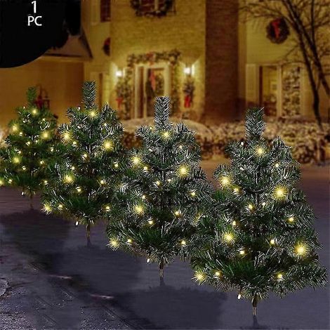 Décorations de Noël améliorées - Lot de 4 guirlandes lumineuses solaires de Noël à 120 LED pour jardin ou extérieur (arbre de Noël). (1/5)