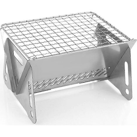 Barbecue pliable en acier inoxydable, portable et amovible, idéal pour le camping, les pique-niques, la randonnée, la plage ou les fêtes en terrasse. (1/5)