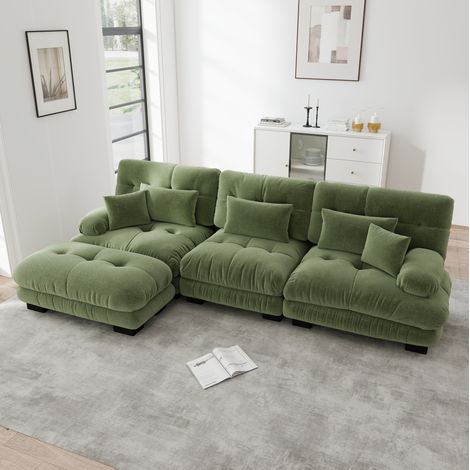 Canape dangle modulable vert en chenille OKMYHOME (1/5)