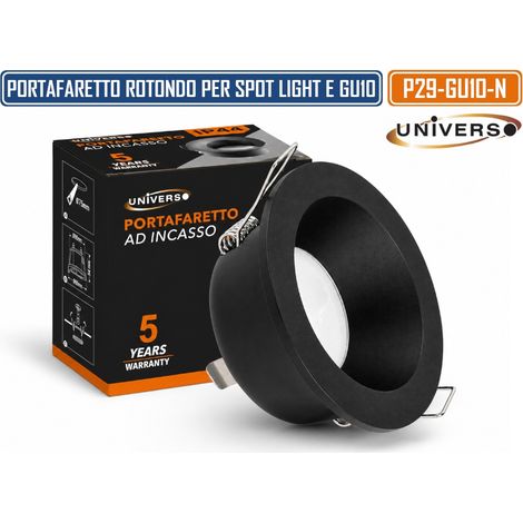 UNIVERSO P39-GU10-N PORTAFARETTO ROTONDO FISSO DA INCASSO PER LAMPADINE GU10 NERO IP44 (1/5)