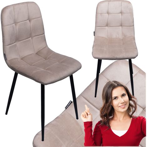 Gepolsterter Samtsessel für Wohn- oder Esszimmer, Samt-Loft, beige