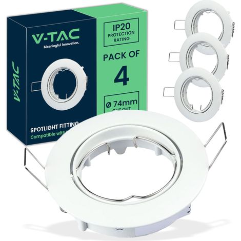 Spot LED Encastrable pour Ampoules GU10 - Lot de 4 - Support de Spot LED Encastrable Orientable en Aluminium - Section Encastrée 74 mm - Cadre Rond pour Maison, Plafond - Ø82x25mm (1/5)