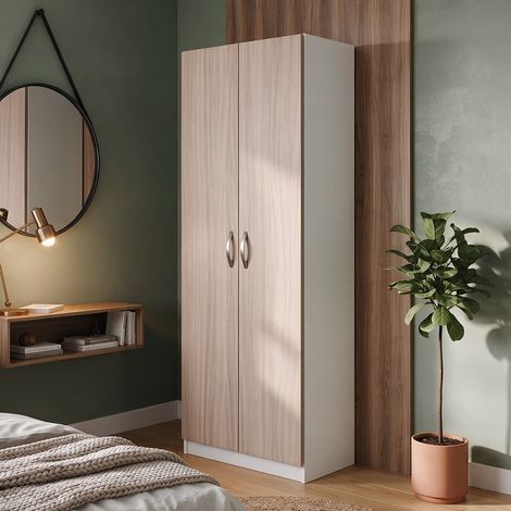 Armadio 2 Ante 90 cm H 247 cm Bianco e Olmo Made in Italy (1/4)