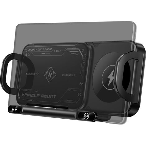 Support de téléphone avec ventilation d'air, chargeur de voiture avec pince automatique - Support de téléphone avec chargeur sans fil avec pince automatique Support de navigation pour téléphone (1/5)