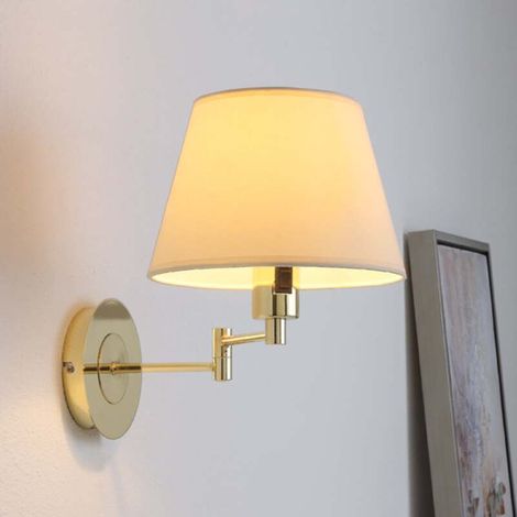 [NEUWERTIG] B-Ware Lindby Wandleuchte Pola LED Wandlampe Textil messing creme 30cm ausziehbar 40cm (1/2)