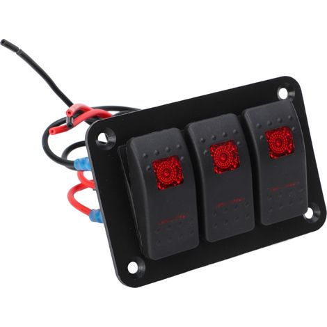 Panneau de commande à 3 interrupteurs avec voyant rouge, étanche et résistant à la corrosion, pour voiture et bateau, 12 V CC / 24 V CC (1/5)