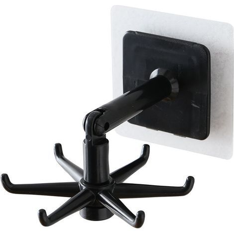 Ganchos de cocina multifuncionales de seis puntas, sin necesidad de perforar, con rotación de 360 grados para colgar en la pared sin problemas, ideales para almacenar pasta. (1/4)