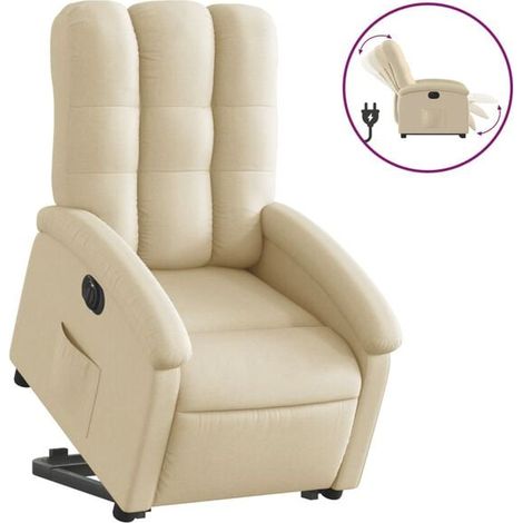 Fauteuil inclinable électrique en tissu beige (1/5)
