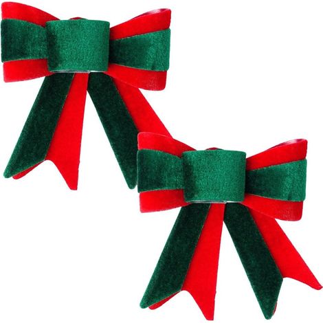 Decorative Christmas velvet bow 11.5x13 cm 2 pcs. (1/5)
