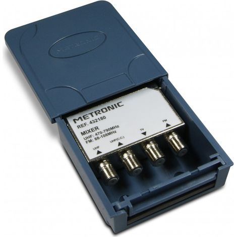 Metronic – Coupleur d'extérieur étanche FM/UHF – Anti-corrosion – Permet l'association de 3 antennes – Câble unique vers TV ou répartiteur (1/2)