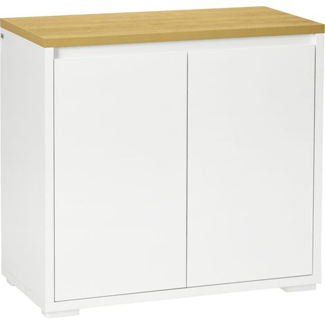 Kitchen Sideboard, Storage Cabinet with Double Doors and Adjustable Shelf for Living Room, Entryway, White