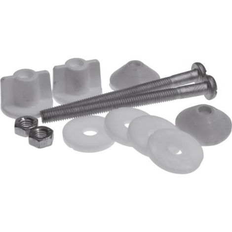 Siamp – Visserie pour fixation de réservoir sur cuvette WC – Lot de 2 – Joints coniques pour étanchéité – Diamètre 6 mm, Longueur 80 mm