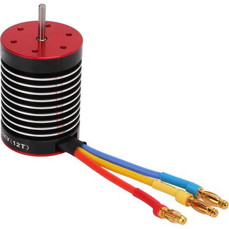Moteur brushless 3300KV 12T 50000 tr/min, boîtier en alliage d'aluminium usiné CNC, connecteur banane, pièces détachées pour voiture RC 1/10 (1/5)